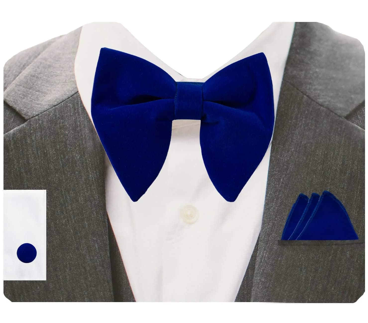 GUSLESON Velvet Big Bow Tie for Men Royal Blue | Pre-tied & Adjustable