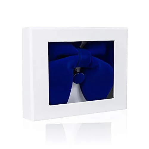 GUSLESON Velvet Big Bow Tie for Men Royal Blue | Pre-tied & Adjustable thumbnail 4