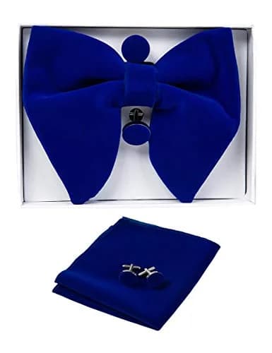 GUSLESON Velvet Big Bow Tie for Men Royal Blue | Pre-tied & Adjustable thumbnail 2
