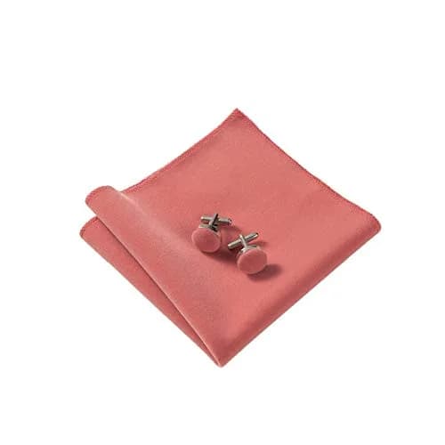 GUSLESON Coral Pink Velvet Bow Tie Set with Pocket Square & Cufflinks | Pre-tied Adjustable thumbnail 6