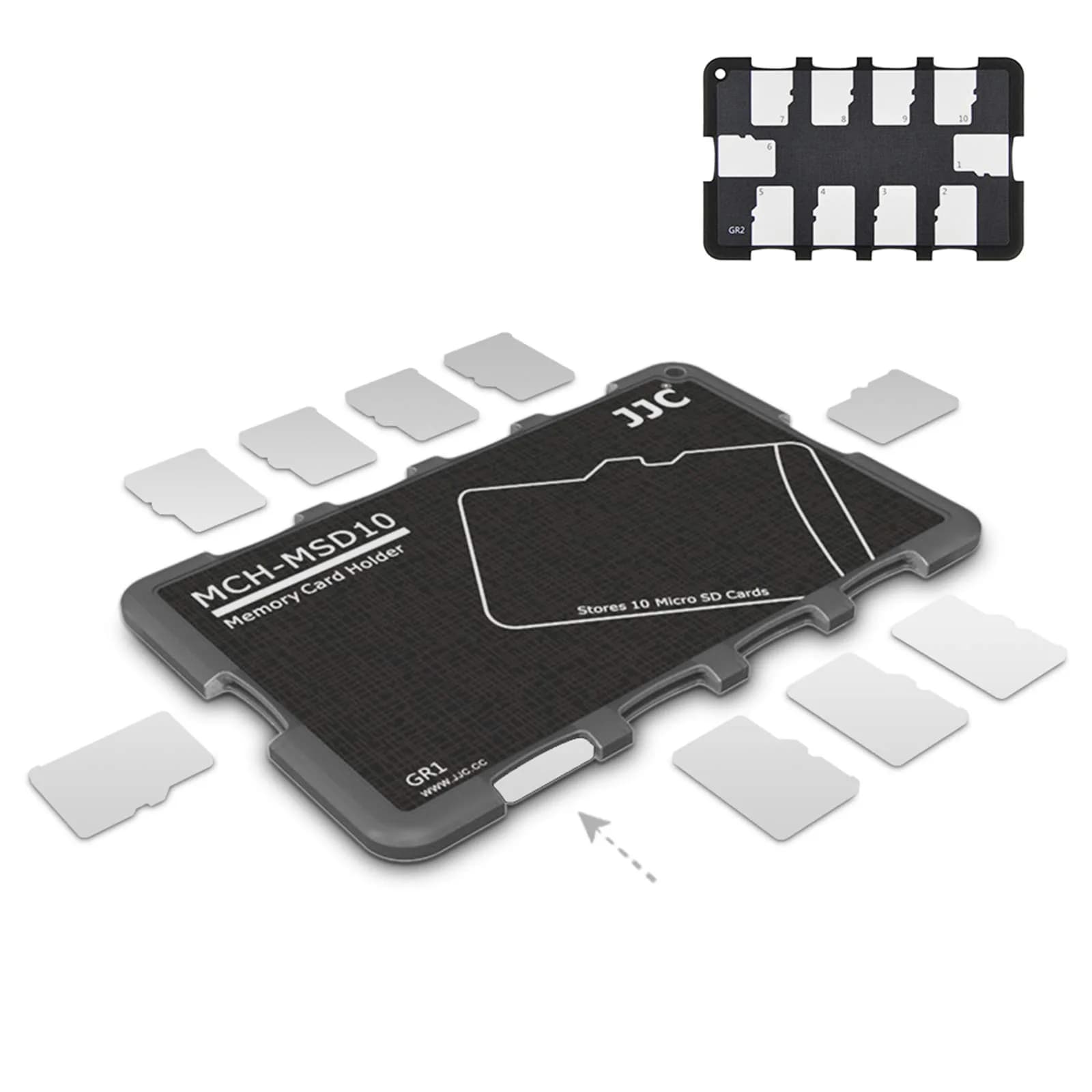 JJC 10-Slot Micro SD Card Holder Case | Ultra Slim Credit Card Size Lightweight Portable TF MSD Memory Card Storage - main product image
