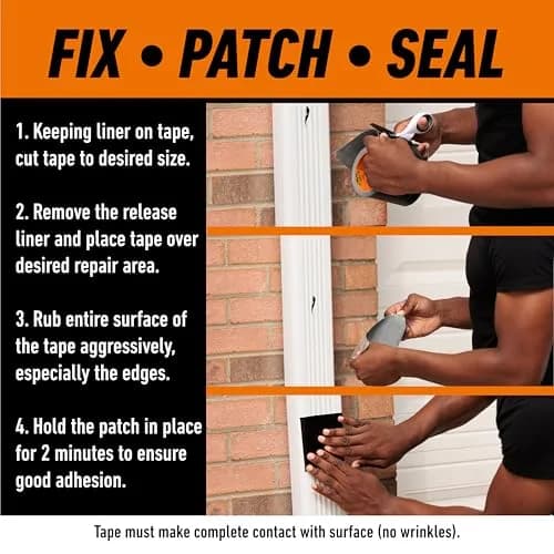 Gorilla Waterproof Patch & Seal Tape, Black, 4" x 10' (Pack of 4) | Permanent Weather Resistant Seal for Leaks and Repairs thumbnail 4