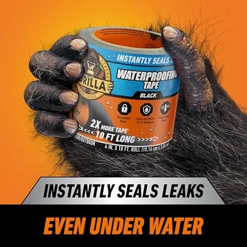 Gorilla Waterproof Patch & Seal Tape, Black, 4" x 10' (Pack of 4) | Permanent Weather Resistant Seal for Leaks and Repairs thumbnail 2