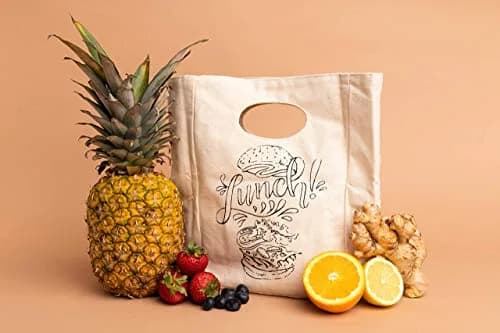 Organic Cotton Mart Organic Canvas Lunch Bag | Reusable & Machine Washable Tote | 27.9 cm (11 in) x 20.3 cm (8 in) x 10.2 cm (4 in) thumbnail 5