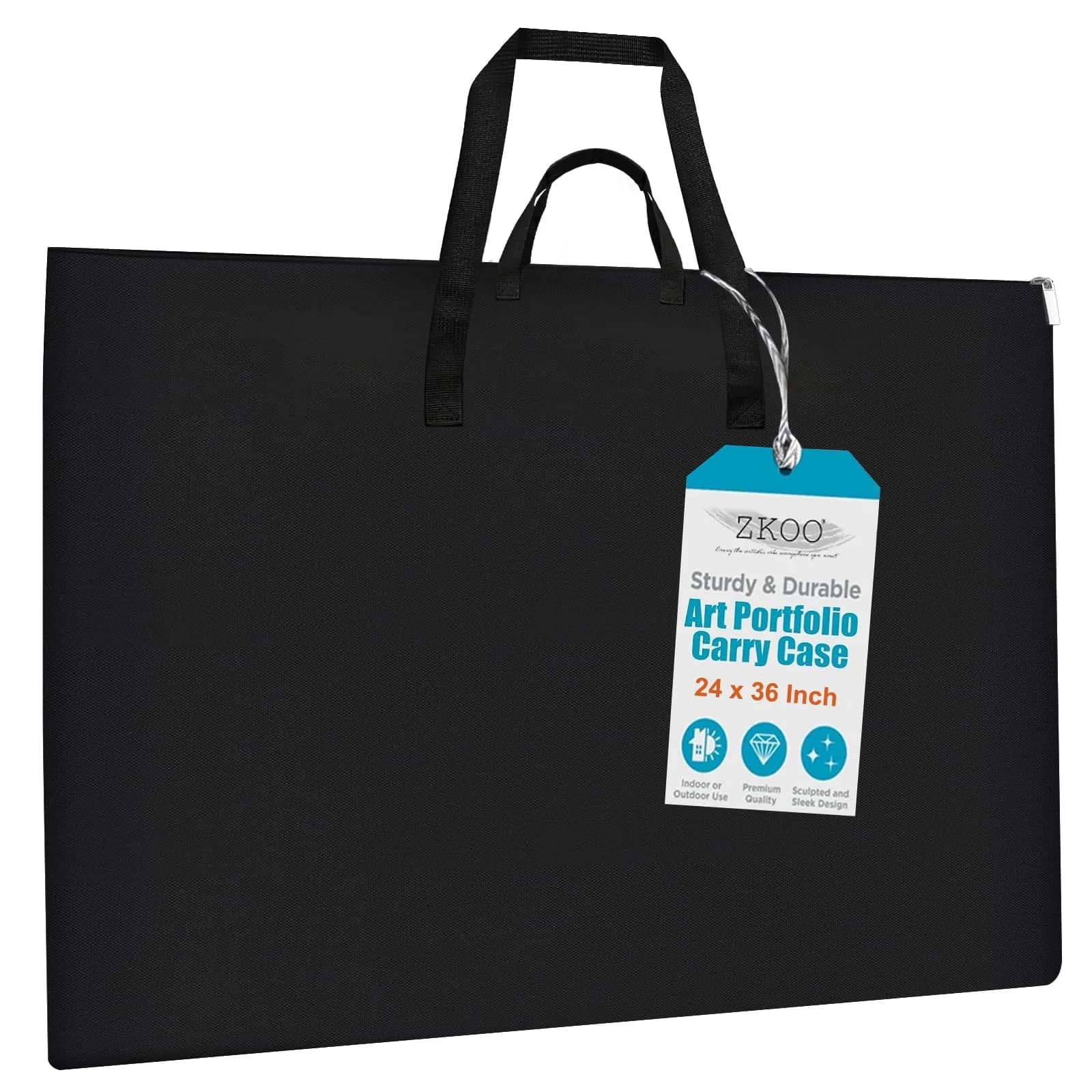 ZKOO Large Art Portfolio Bag 61 x 76 cm (24 x 36 Inch) | Waterproof Black Canvas Carrier Case