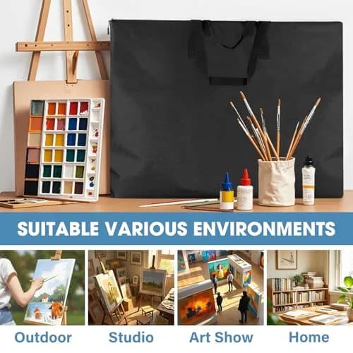 ZKOO Large Art Portfolio Bag 61 x 76 cm (24 x 36 Inch) | Waterproof Black Canvas Carrier Case thumbnail 7