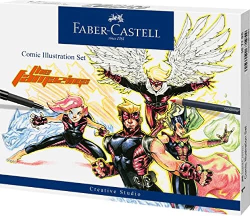 Faber-Castell Comic Illustration Set - The Famazings Superhero Comic Book Drawing Kit - Draw with Pitt Artist Pens & Goldfaber Coloring Pencils | Beginner Comic Art Kit thumbnail 1
