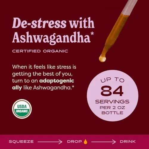 Herb Pharm Organic Ashwagandha Liquid Extract 60ml (2 Fl Oz) | USDA Organic Stress Support Glycerite thumbnail 2