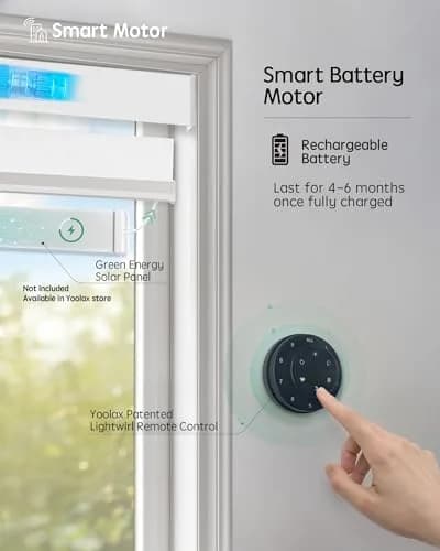 Yoolax Motorized Zebra Blinds with Remote | Room Darkening Smart Blinds for Home & Office thumbnail 2