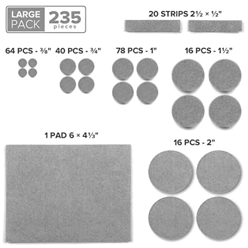 X-Protector Furniture Felt Pads 235 pcs | Protect Wooden & Laminate Floors from Scratches thumbnail 5
