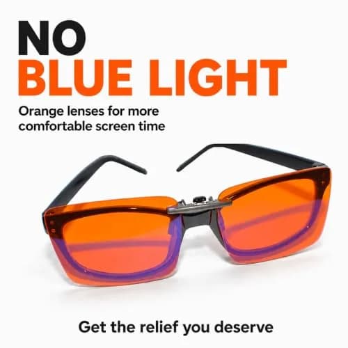 Vyzia Orange Clip-On Blue Light Blocking Glasses for Sleep | 60mm (2.36in) Lens Width thumbnail 5