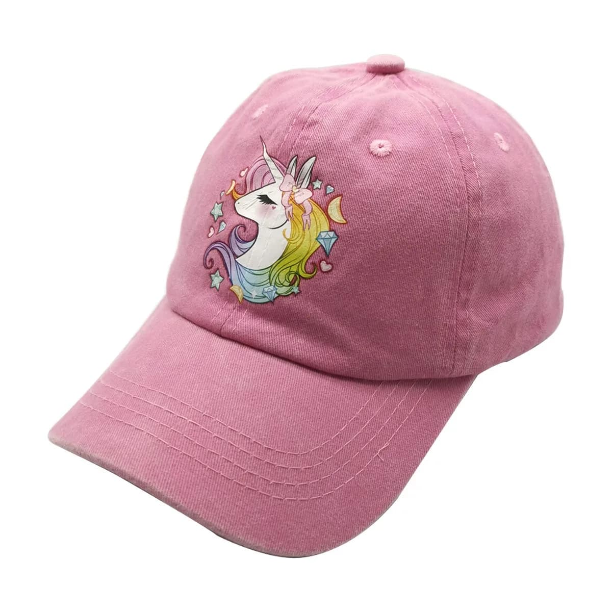 Waldeal Pink Unicorn Hat Adjustable Denim Baseball Cap for Girls | One Size - main product image