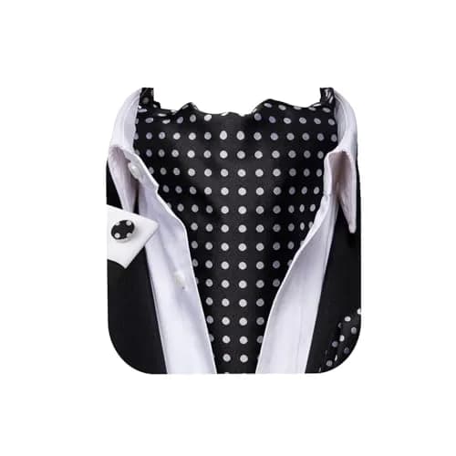 Dubulle Black Sliver Dots Ascot for Men Self Tie | Wedding & Formal Accessory thumbnail 1