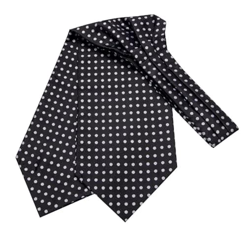 Dubulle Black Sliver Dots Ascot for Men Self Tie | Wedding & Formal Accessory thumbnail 4