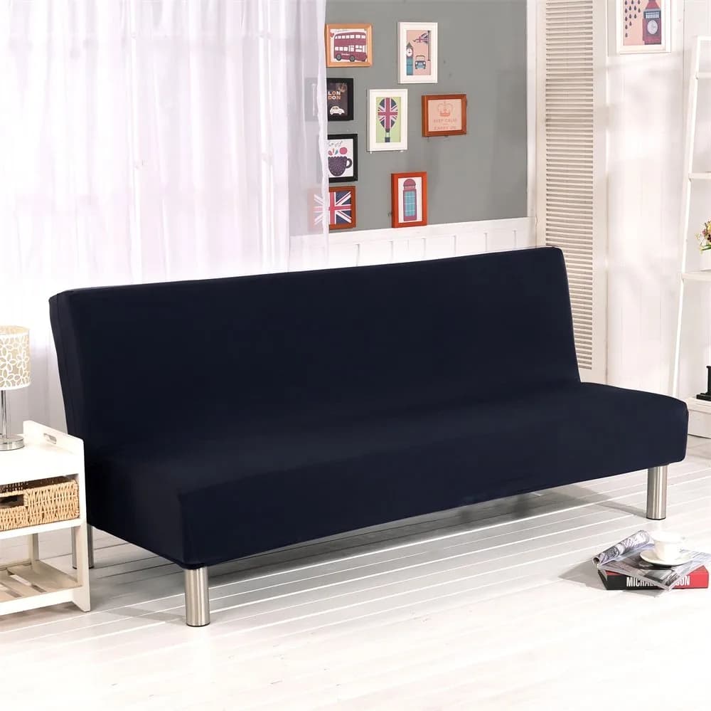 Homonic Purple Sofa Bed Cover 180-210cm | Elastic Non-Armrest Slipcover for 3 Seater — Black