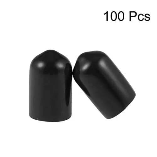 uxcell 100pcs Black Vinyl Rubber End Caps 8.5mm ID | Protects Floors & Threads thumbnail 2