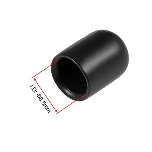 uxcell 100pcs Black Vinyl Rubber End Caps 8.5mm ID | Protects Floors & Threads thumbnail 3