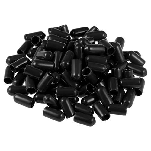 uxcell Black 100pcs Rubber End Caps 6mm (1/4-inch) ID Vinyl Round Tube Bolt Cap Cover Screw Thread Protectors | Protects Floors & Furniture thumbnail 1