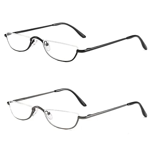 KoKoBin Half Reading Glasses 2 Pairs Metal Frame 2.50 Diopters | Clear Lens, Unisex Adult thumbnail 1