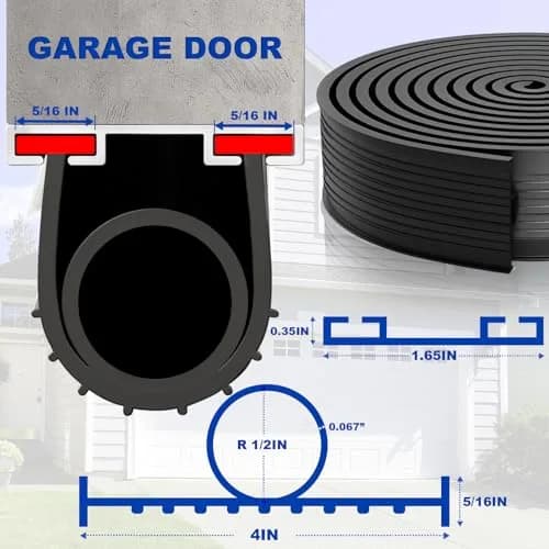 DGSL Garage Door Bottom Seal, 20 FT | Rubber Weather Stripping for Airtight & Watertight Fit thumbnail 3