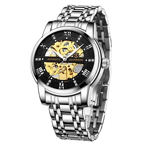 A ALPS Automatic Mechanical Watch for Men, 41mm Stainless Steel Skeleton Dial | 30M Waterproof thumbnail 1