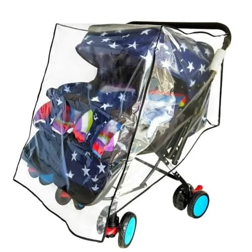 HSJH Weather Shield for Double Stroller Waterproof Rain Cover 42cm x 79cm x 82cm | Universal Twin Rain Cover thumbnail 1