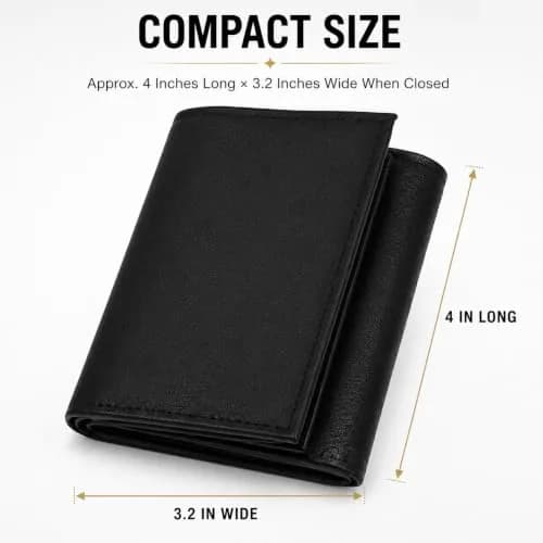 LB LEATHERBOSS Black Genuine Leather Trifold Wallet for Men | 10.16cm (4in) Long thumbnail 7