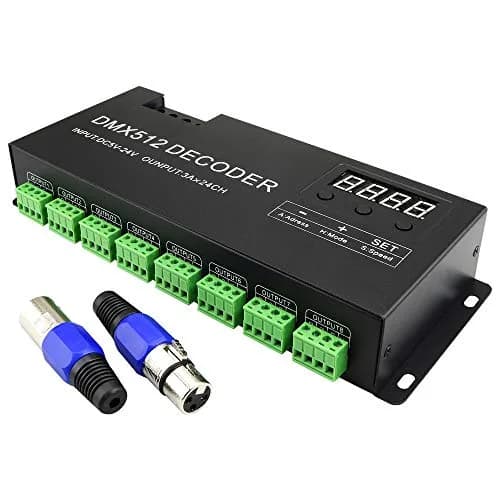 AMKI LED DMX 24CH Digital Display Decoder Dimming Driver DC5-24V 3A/CH | Stage Lighting Control — 24 Channel