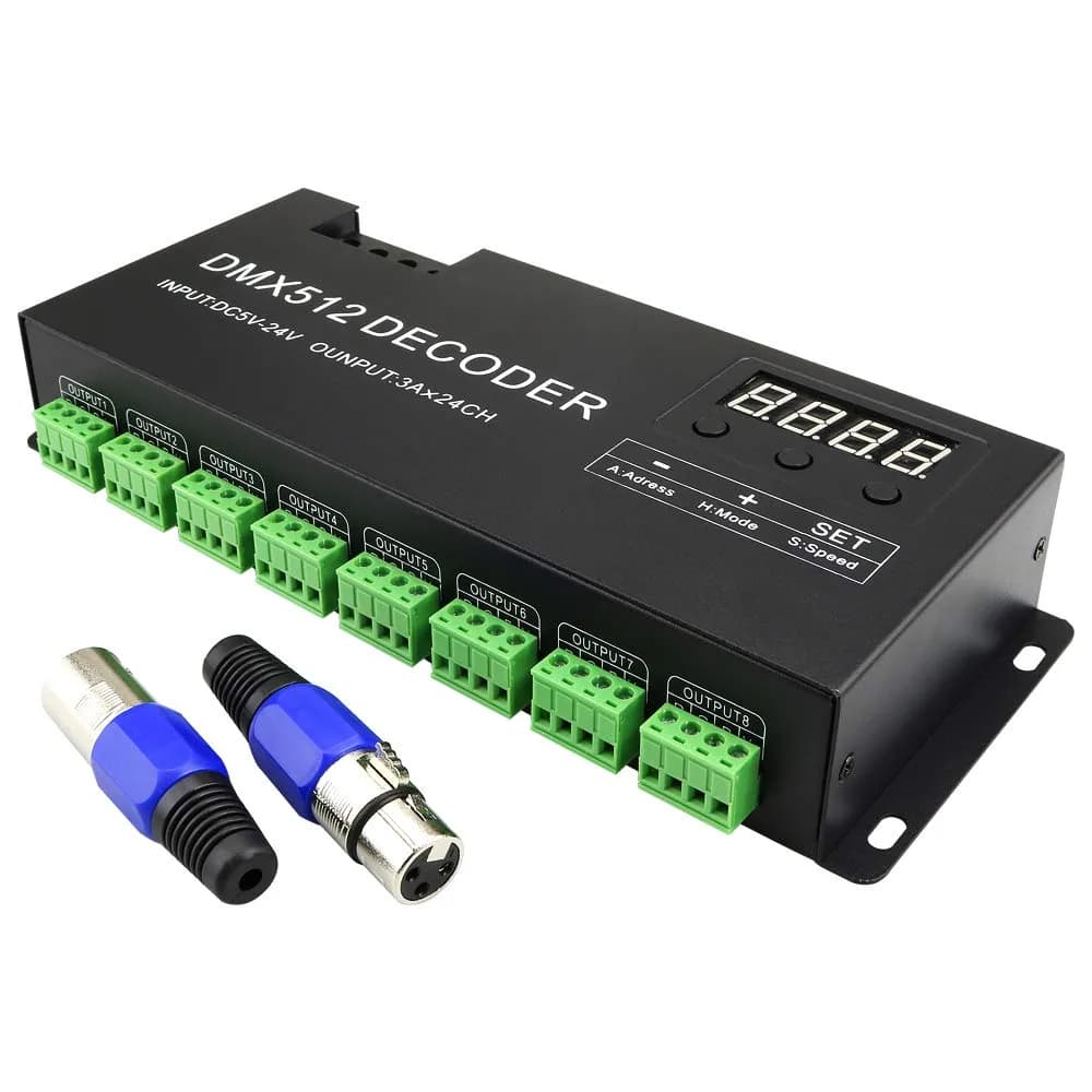 AMKI DMX 512 LED Decoder Controller for RGB Tape Strip Light Dimmer Driver 30 Channel | Stage Lighting Control — Black