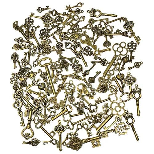 JIALEEY 125 PCS Vintage Skeleton Key Set Charms, Antique Style Bronze Brass | DIY Jewelry & Wedding Favors thumbnail 5