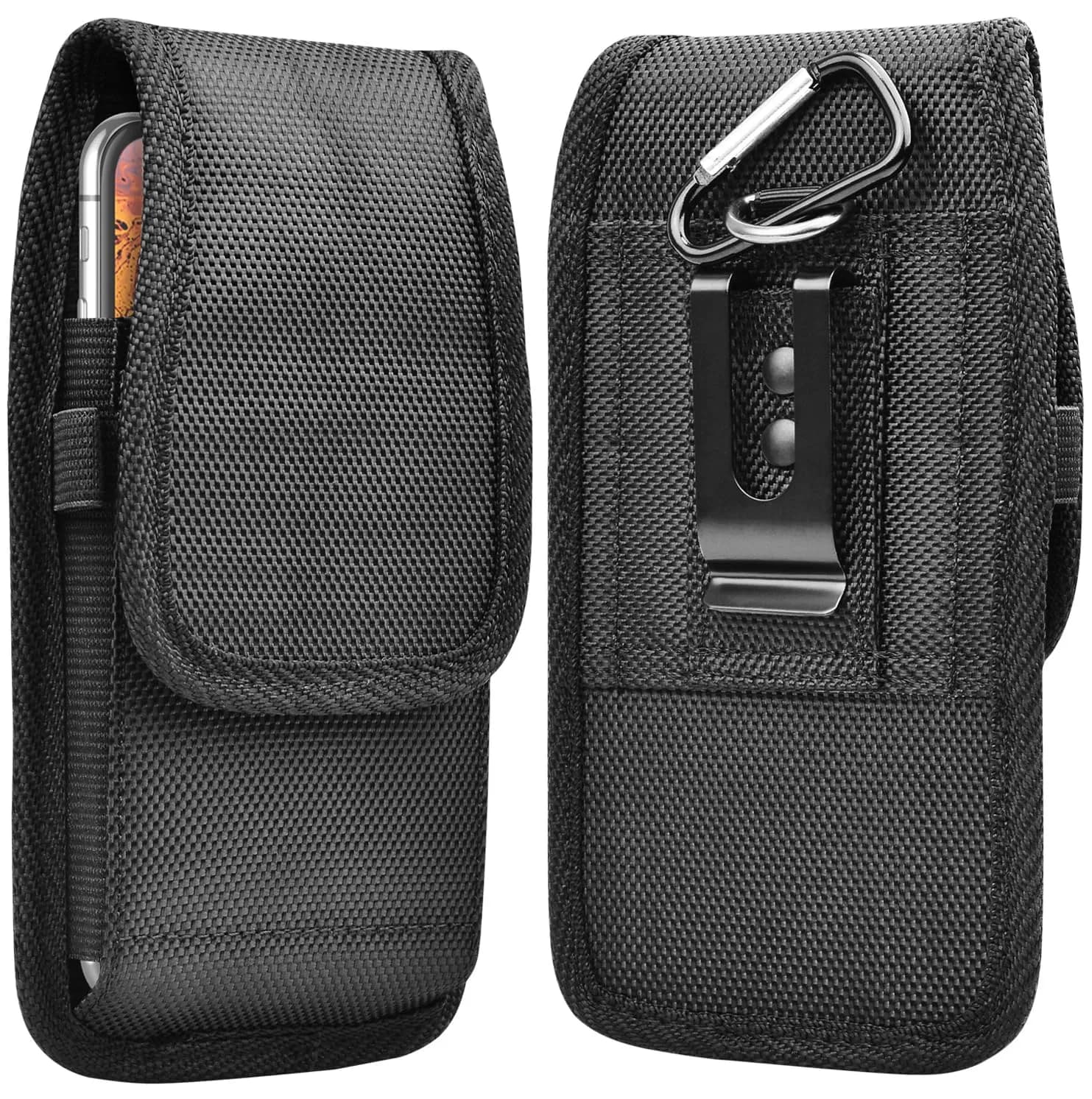 Takfox Leather Belt Holster Pouch for Samsung Galaxy S25 Ultra S24 Plus S23 S22 S21 S20 FE 5G Note 20 J7 J3 with Belt Clip & Card Slots (Black) — Nylon-Black