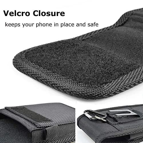 Takfox Universal Cell Phone Holster Case with Belt Clip & Carabiner for Smartphones up to 6.5" | Black Nylon thumbnail 4