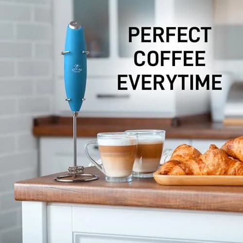 Zulay Milk Frother Ocean Blue | Handheld Electric Whisk for Frothy Beverages thumbnail 6