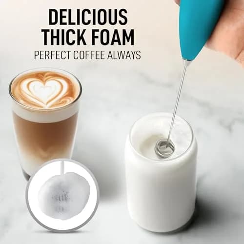 Zulay Milk Frother Ocean Blue | Handheld Electric Whisk for Frothy Beverages thumbnail 2