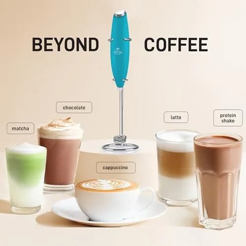 Zulay Milk Frother Ocean Blue | Handheld Electric Whisk for Frothy Beverages thumbnail 3