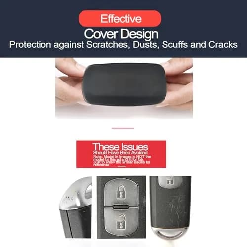 INFIPAR Black 2pcs Key Fob Cover Case with Key Ring & Band for Jeep Wrangler JL Gladiator JT Flip 3 Buttons thumbnail 3