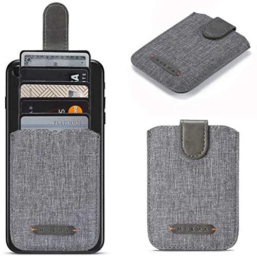 BIAJIYA Card Holder for Back of Phone, RFID 5 Pull Wallet, Gray | RFID-Blocking Phone Wallet thumbnail 1