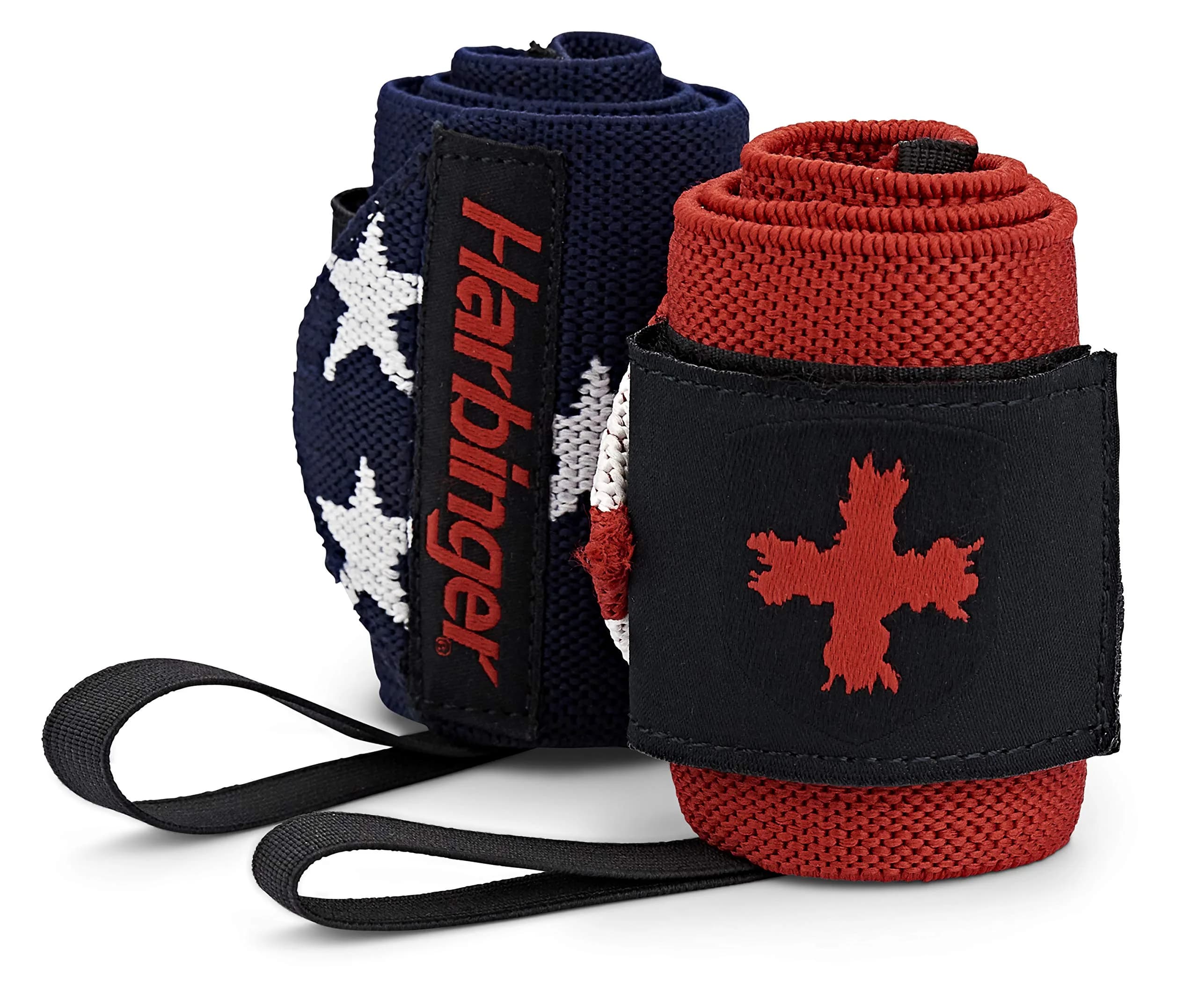 Harbinger Red Line Weight Lifting Wrist Wraps 18-inch Length | Competition Grade Elastic for Maximum Wrist Stability — Flag