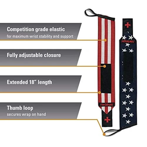 Harbinger Red Line 18-Inch Weightlifting Wrist Wraps (Pair) | Competition Grade Elastic for Maximum Stability thumbnail 2