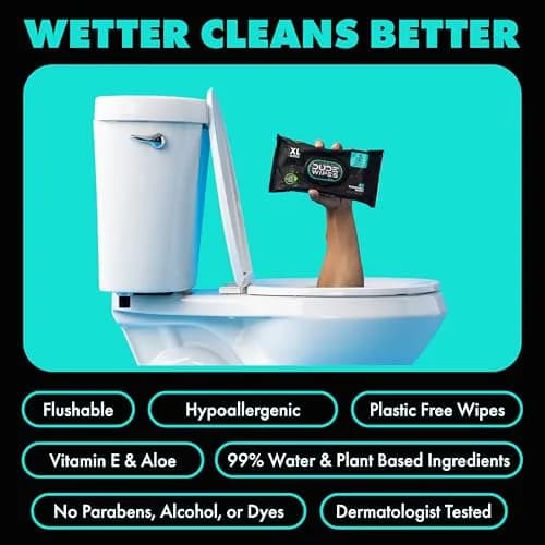 DUDE Wipes Mint Chill Adult Flushable Wet Wipes 144 Count | Refreshing, Plant-Based, Hypoallergenic thumbnail 3