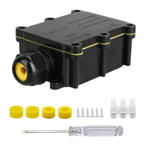 Helunsi IP68 Waterproof External Junction Box 2 Way 135mm (5.31in) Black | Connect Wires Safely Outdoors thumbnail 1