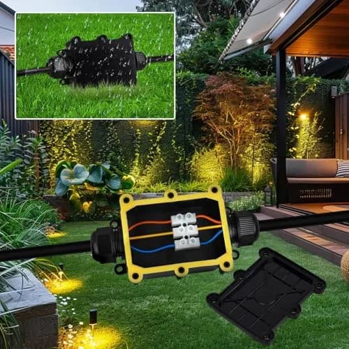 Helunsi IP68 Waterproof External Junction Box 2 Way 135mm (5.31in) Black | Connect Wires Safely Outdoors thumbnail 7