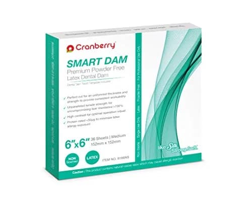 Cranberry USA CR8166NS Smart Dam Latex Powder-Free Blue 6" x 6" (36 Count) | Professional Dental Isolation thumbnail 1