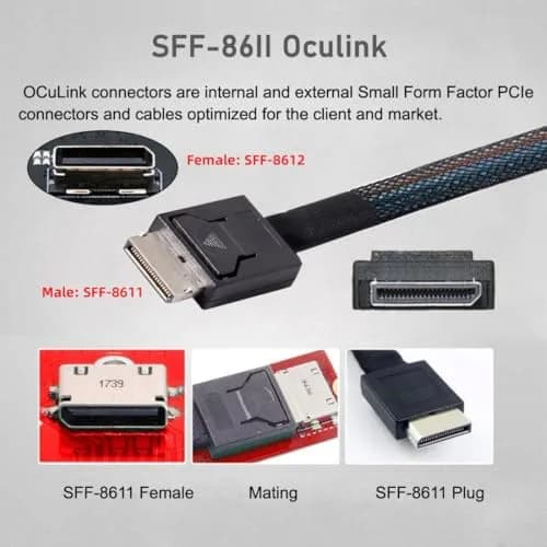 chenyang OCuLink SFF-8611 PCIe 4.0 Cable 50cm | 64Gbps Data Transfer for eGPU & SSD thumbnail 6