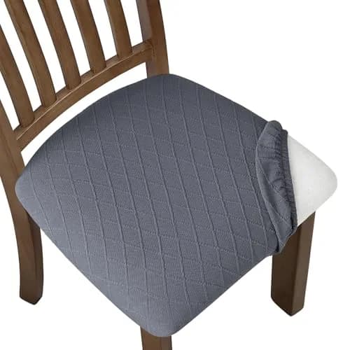 Fuloon Grey Dining Chair Seat Covers 6 Pack | Stretchable & Washable for Kitchen & Dining Chairs thumbnail 1