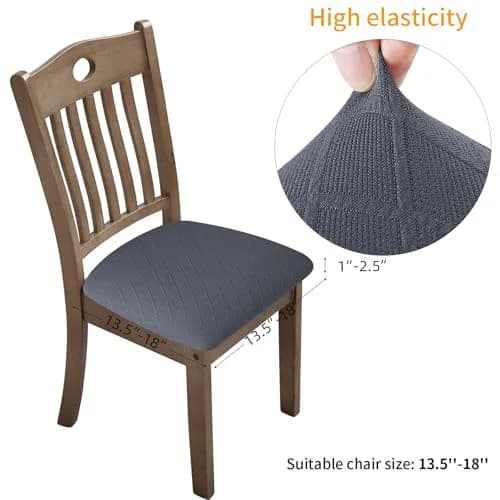 Fuloon Grey Dining Chair Seat Covers 6 Pack | Stretchable & Washable for Kitchen & Dining Chairs thumbnail 3
