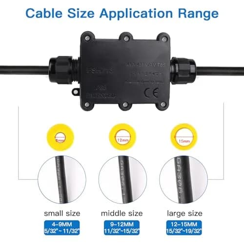 Helunsi IP68 Waterproof External Junction Box 2 Pack | 450V 24A Outdoor Wiring Connector thumbnail 5