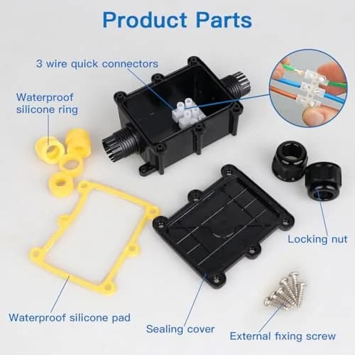Helunsi IP68 Waterproof External Junction Box 2 Pack | 450V 24A Outdoor Wiring Connector thumbnail 9
