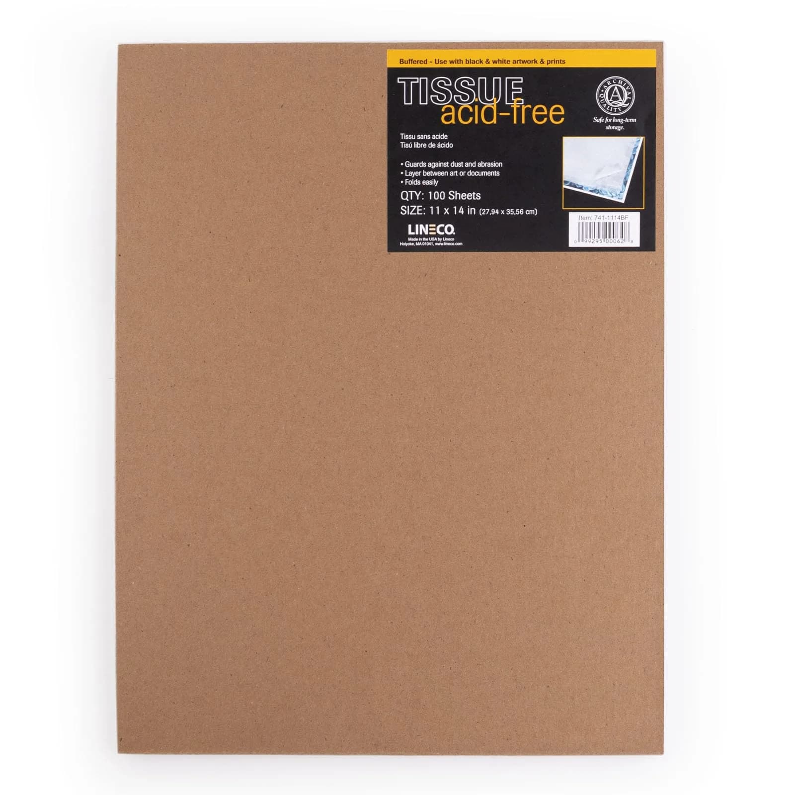 Lineco Buffered Acid-Free Interleaving Tissue 11"x14" (27.94cm x 35.56cm) | Archival Paper Extends Life of Pictures, Photographs, Artwork and Textiles - main product image