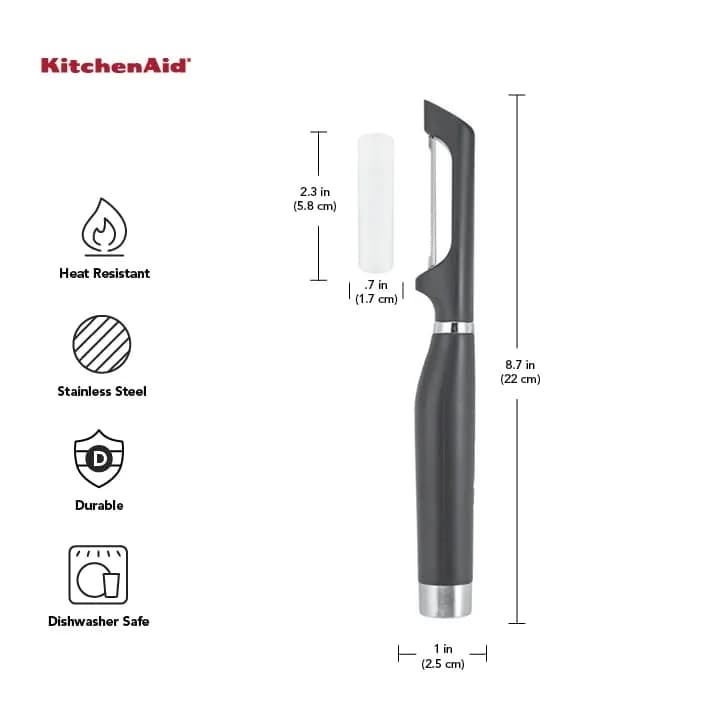 KitchenAid Gourmet Euro Peeler 8.7-Inch Black | Double-Edge Serrated Blade for Fruits & Vegetables thumbnail 4